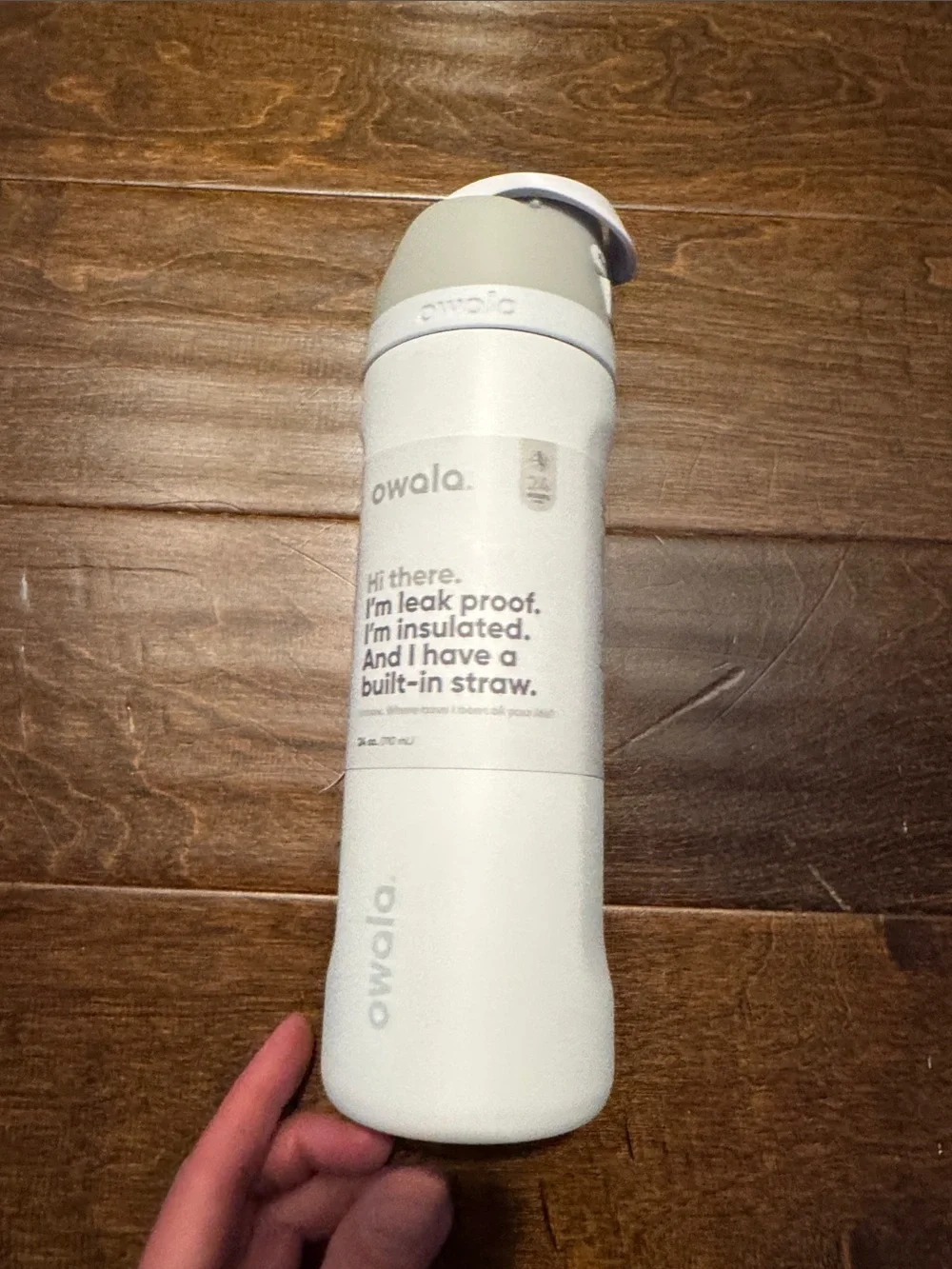 Owala 24oz Insulated Water Bottle with Built-In Straw in All White